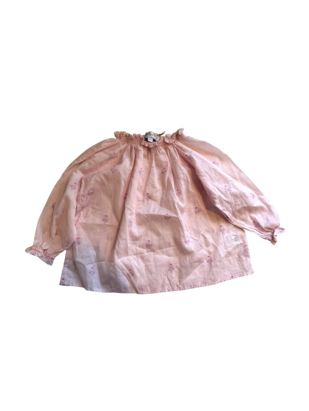 NWT Love Shack Fancy Girls Pink Long Sleeve Peasant Top Cupcake Size 4-5Y [jb]